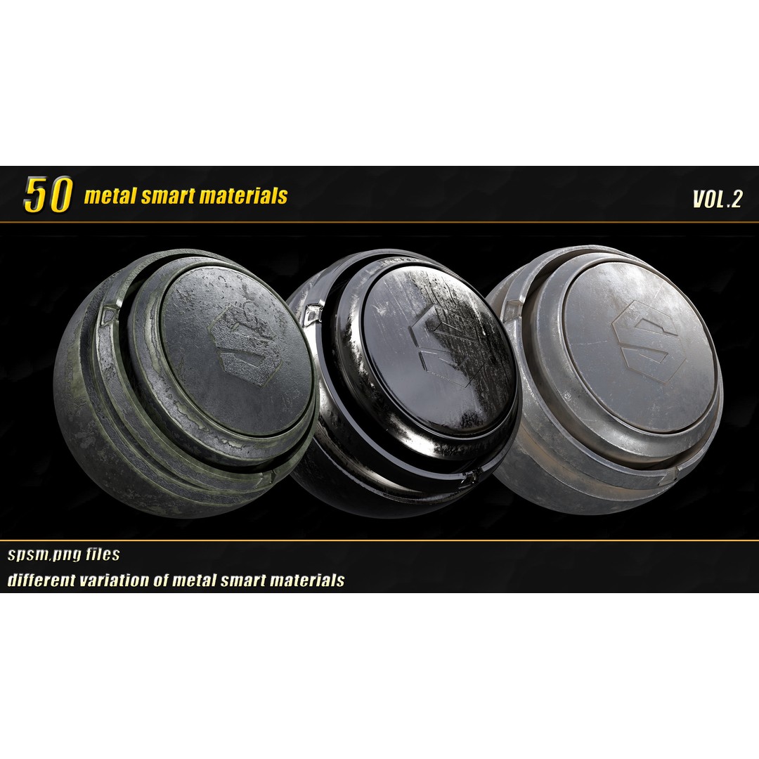 High Detail Metal Smart Materials 3D Model – 50 PBR Textures for Substance Painter - View 16