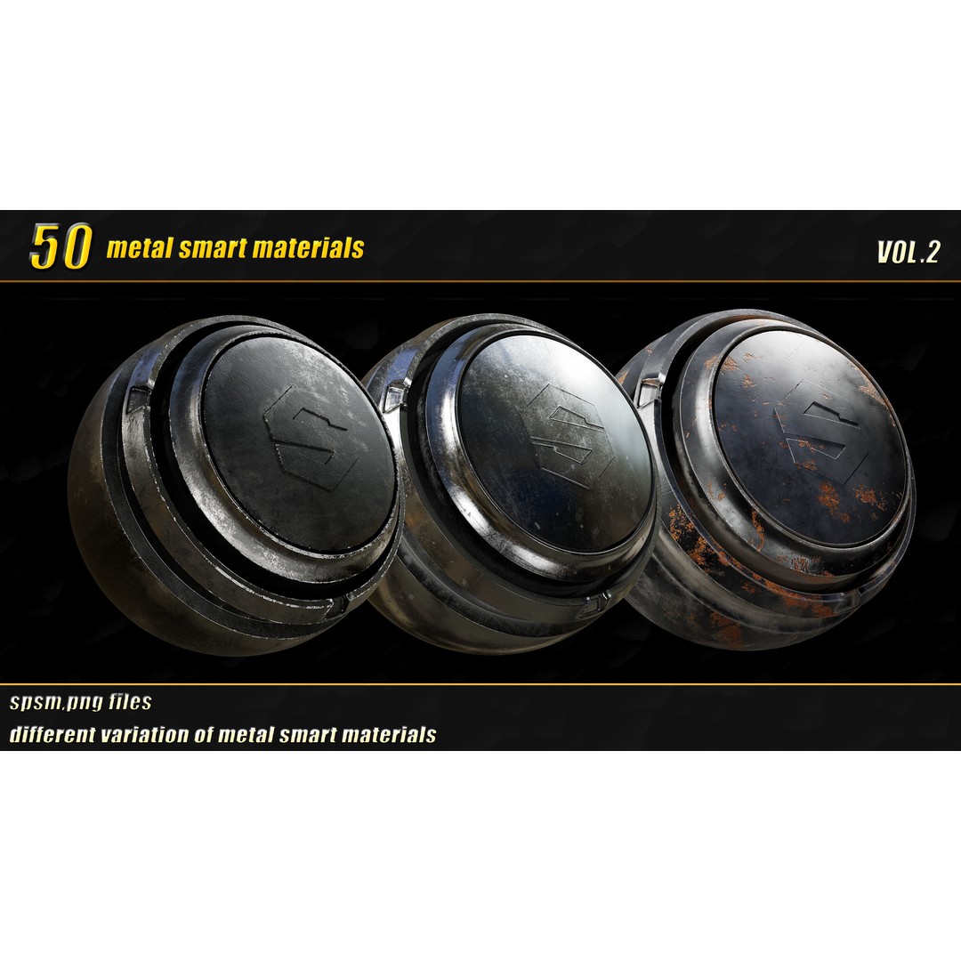 High Detail Metal Smart Materials 3D Model – 50 PBR Textures for Substance Painter - View 17