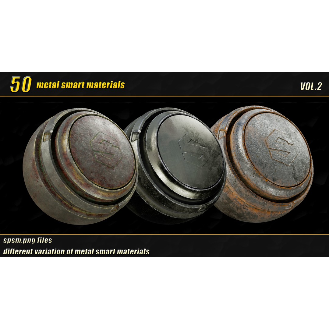 High Detail Metal Smart Materials 3D Model – 50 PBR Textures for Substance Painter - View 18
