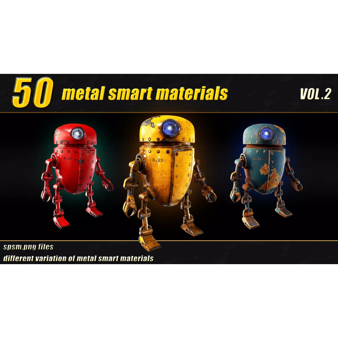 High Detail Metal Smart Materials 3D Model – 50 PBR Textures for Substance Painter - View 2