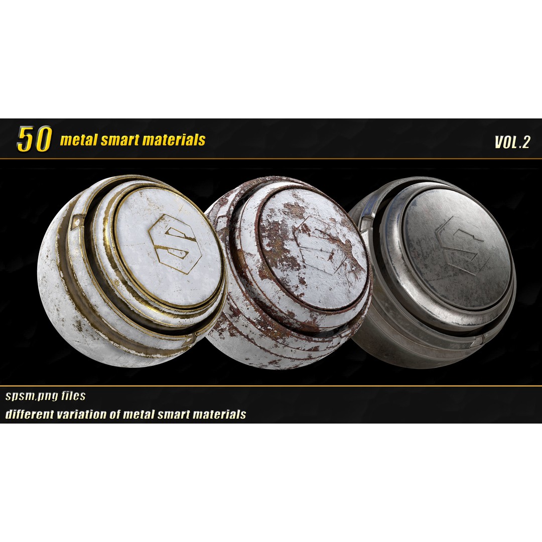 High Detail Metal Smart Materials 3D Model – 50 PBR Textures for Substance Painter - View 4