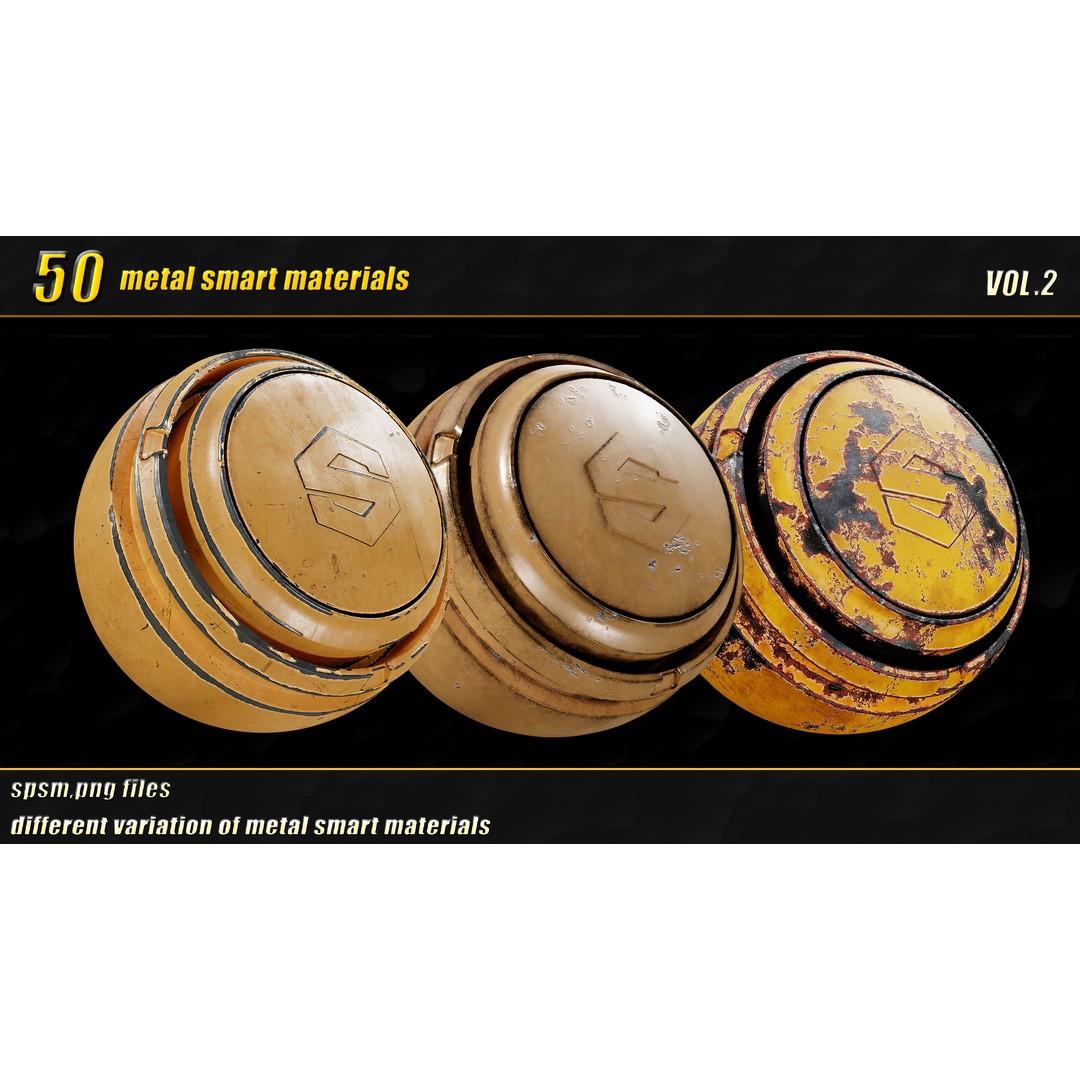 High Detail Metal Smart Materials 3D Model – 50 PBR Textures for Substance Painter - View 5