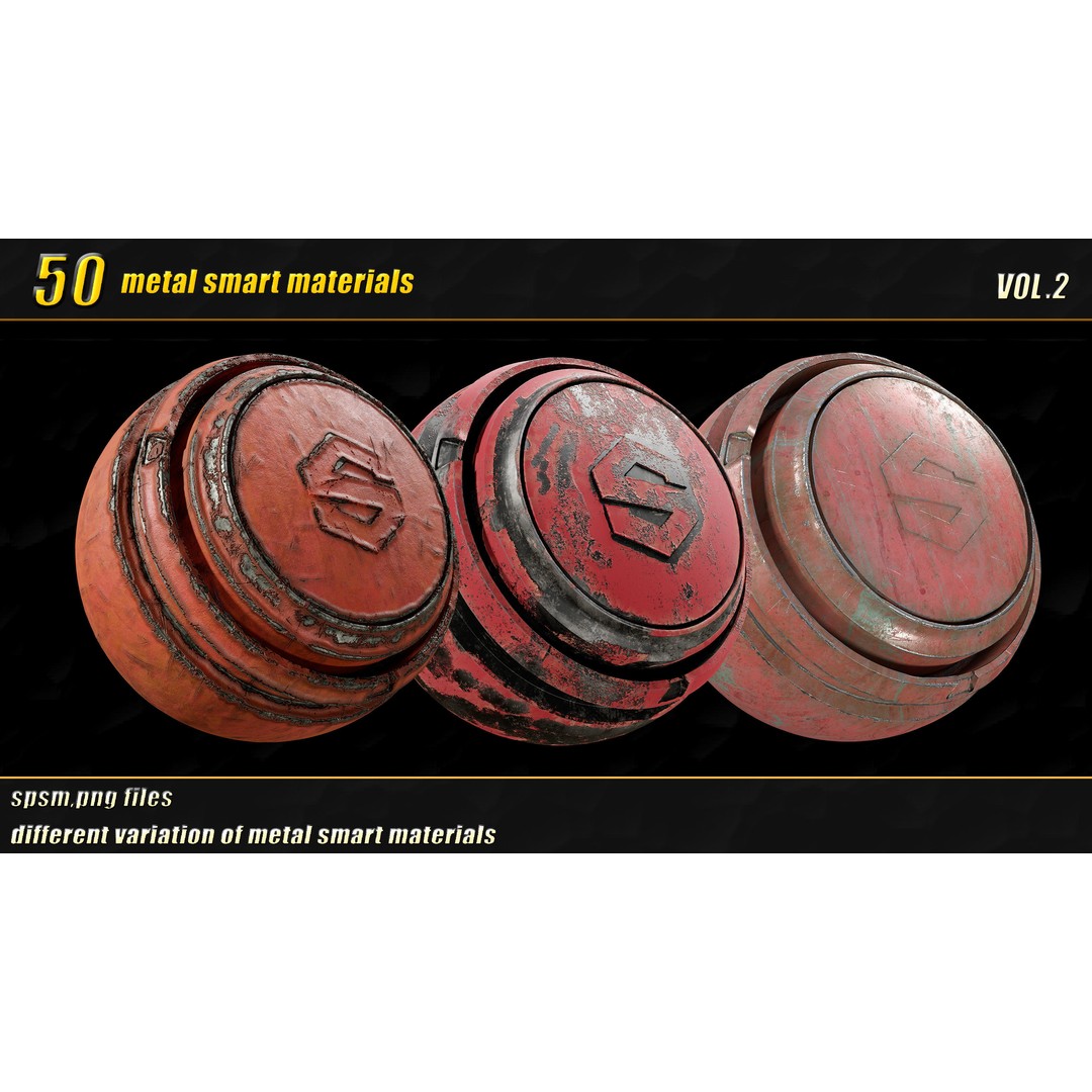 High Detail Metal Smart Materials 3D Model – 50 PBR Textures for Substance Painter - View 6
