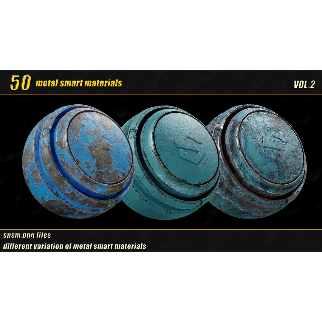 High Detail Metal Smart Materials 3D Model – 50 PBR Textures for Substance Painter - View 7