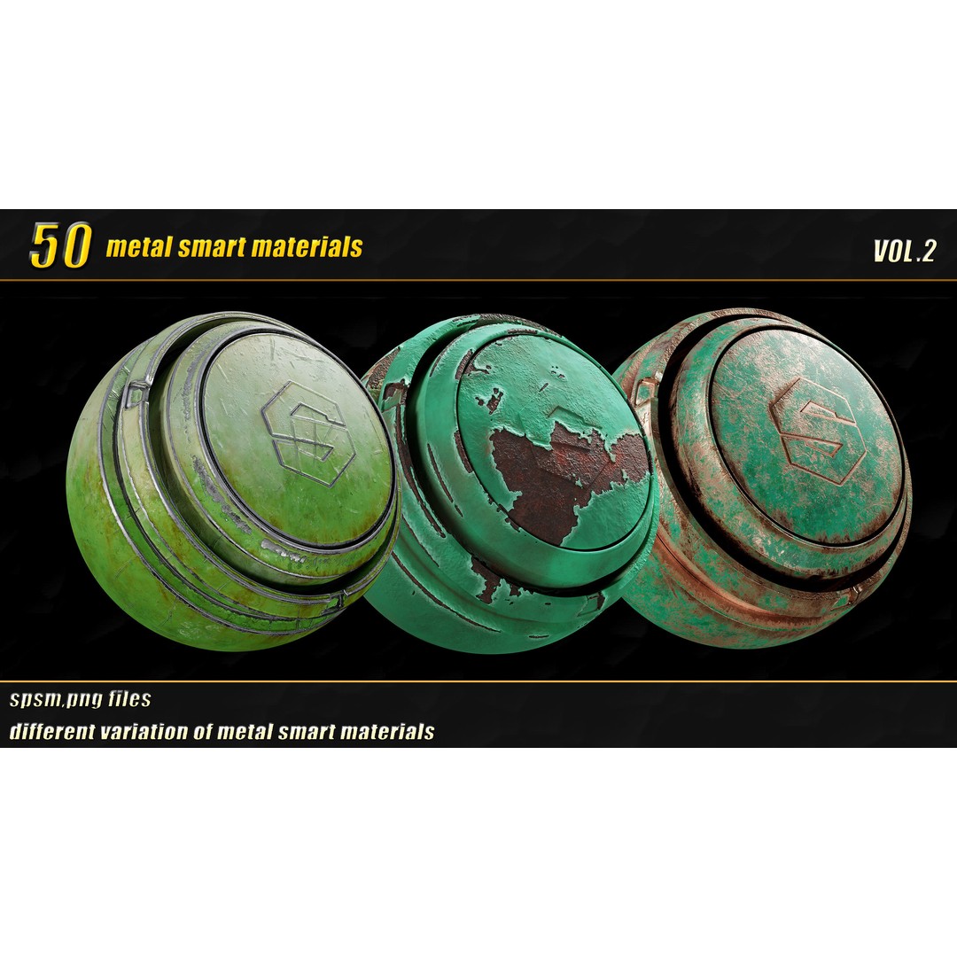 High Detail Metal Smart Materials 3D Model – 50 PBR Textures for Substance Painter - View 8