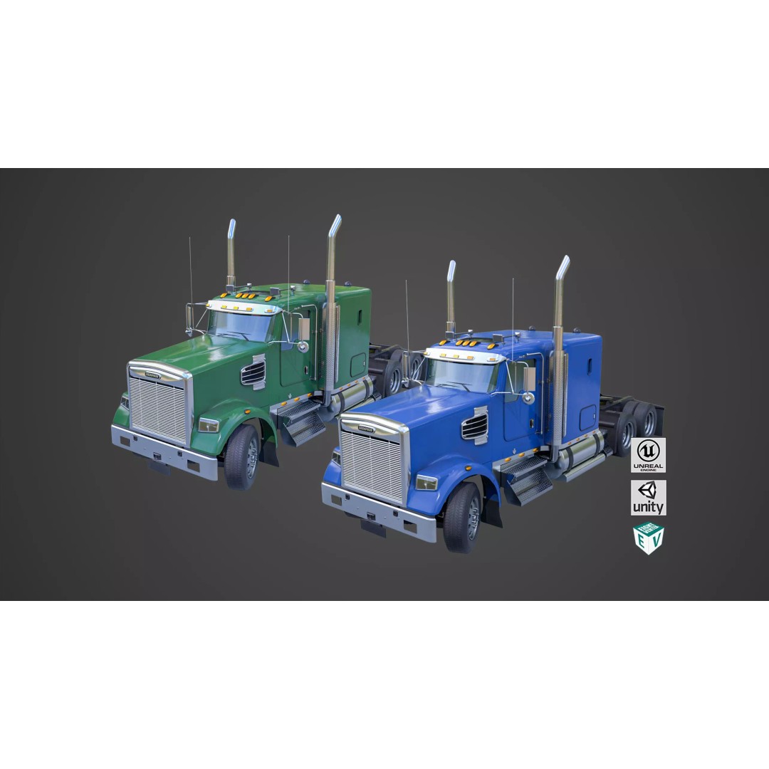 Heavy Truck Chassis 3D Model – Low Poly PBR Rigged Asset, FBX - View 2