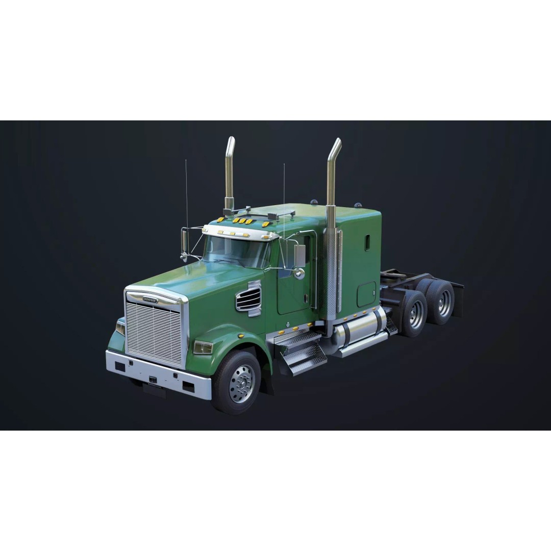 Heavy Truck Chassis 3D Model – Low Poly PBR Rigged Asset, FBX - View 3