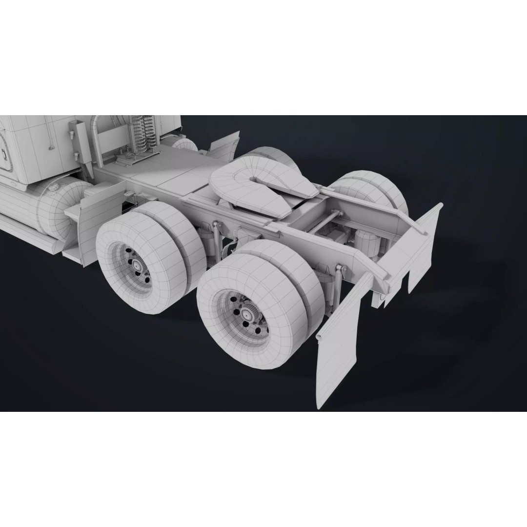Heavy Truck Chassis 3D Model – Low Poly PBR Rigged Asset, FBX - View 60