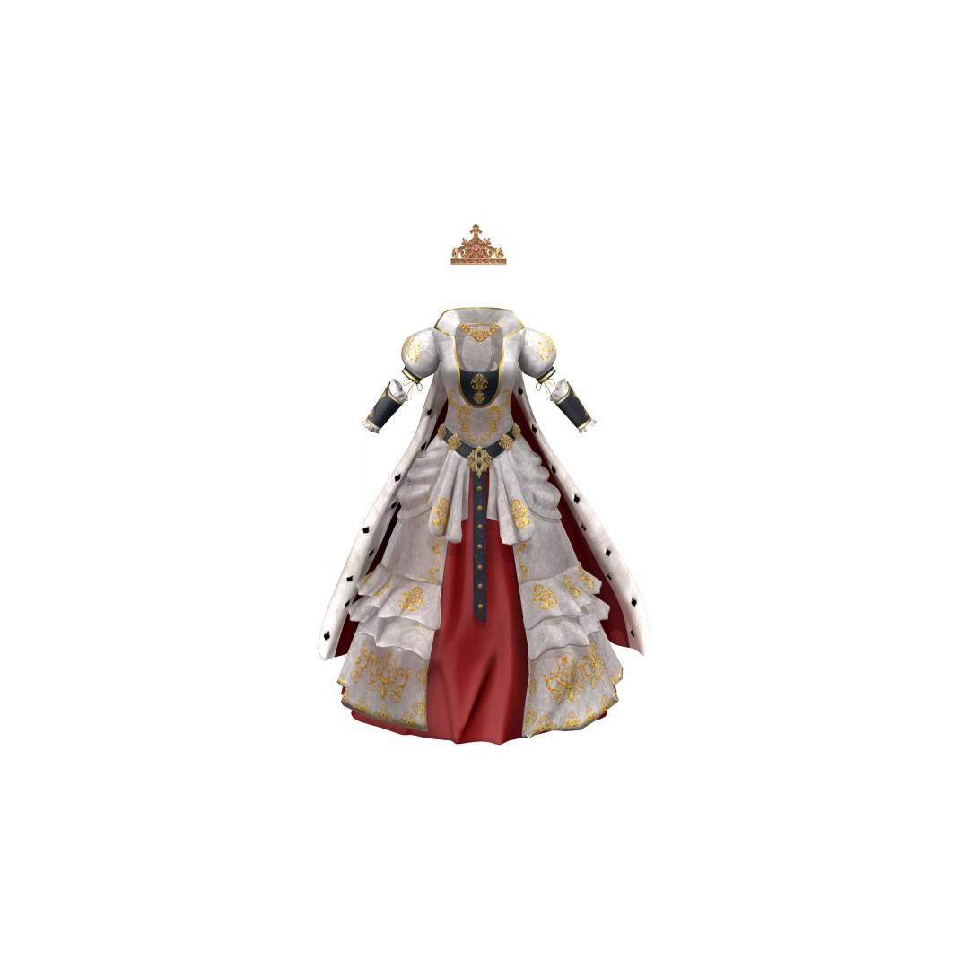 Medieval Quin Royal Outfit 3D Model – Low Poly Game Asset, FBX - View 2