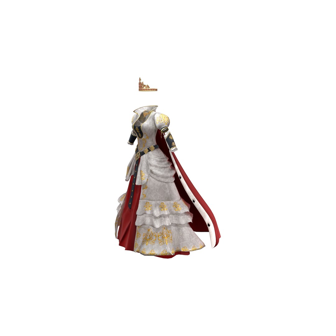 Medieval Quin Royal Outfit 3D Model – Low Poly Game Asset, FBX - View 3
