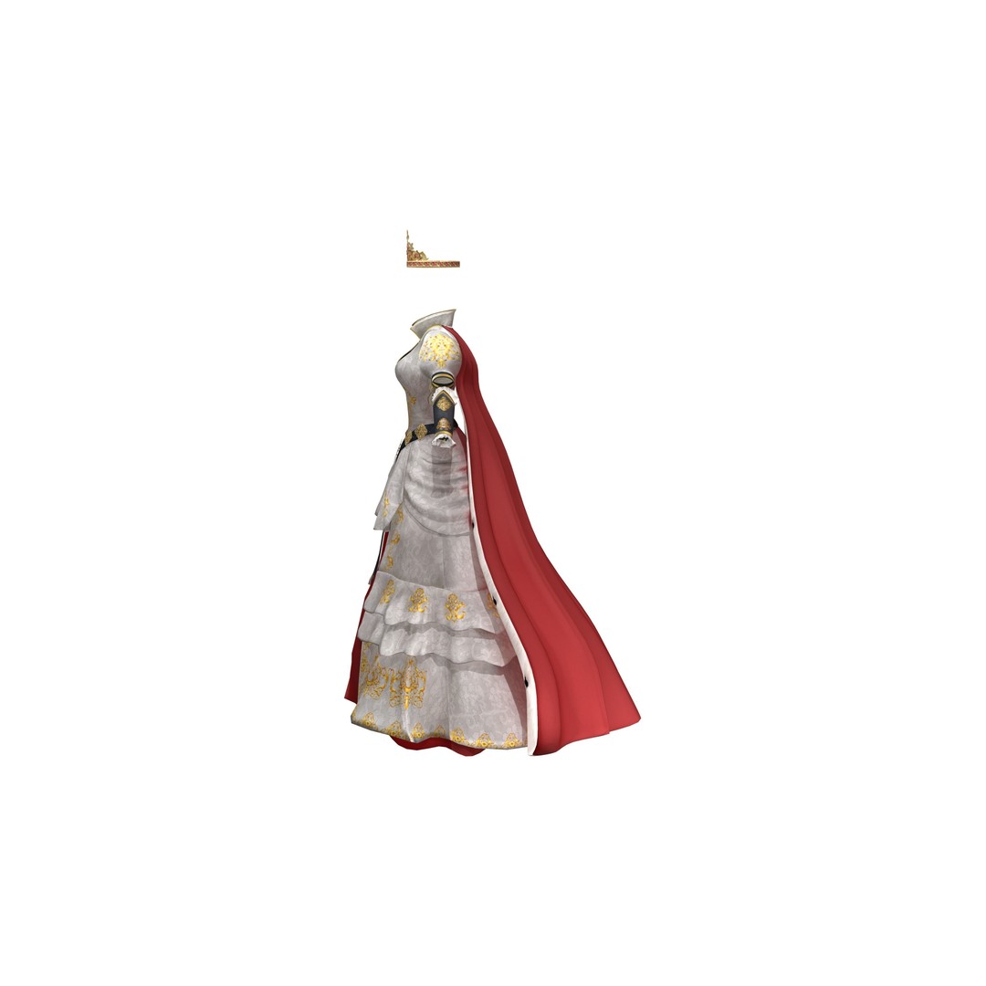 Medieval Quin Royal Outfit 3D Model – Low Poly Game Asset, FBX - View 4