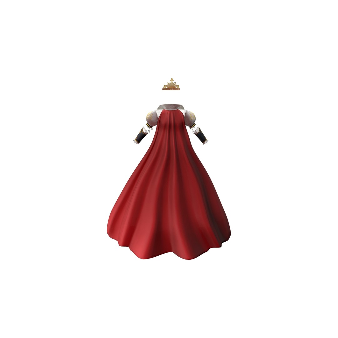 Medieval Quin Royal Outfit 3D Model – Low Poly Game Asset, FBX - View 5