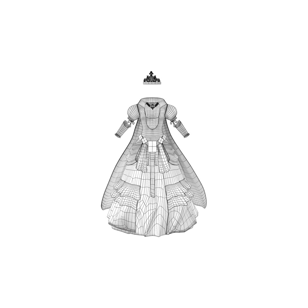 Medieval Quin Royal Outfit 3D Model – Low Poly Game Asset, FBX - View 7
