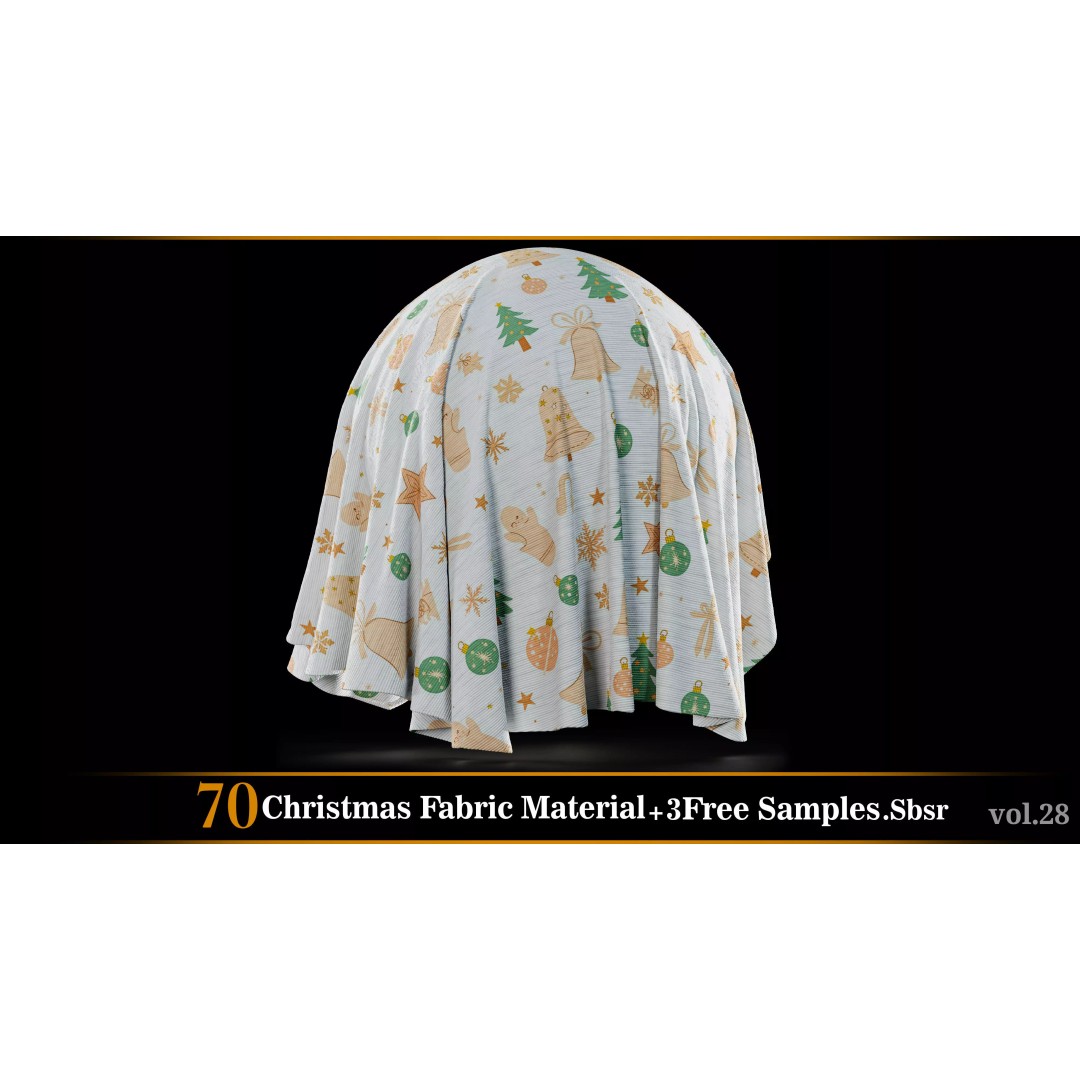 Christmas Fabric Material 3D Model – 70 Textures, SBSAR Files - View 11