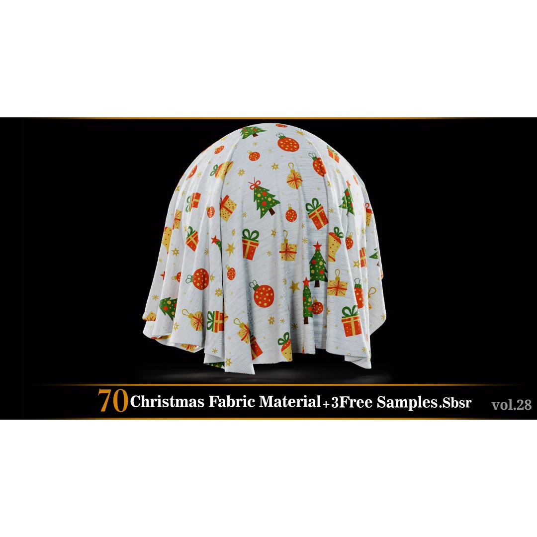 Christmas Fabric Material 3D Model – 70 Textures, SBSAR Files - View 12