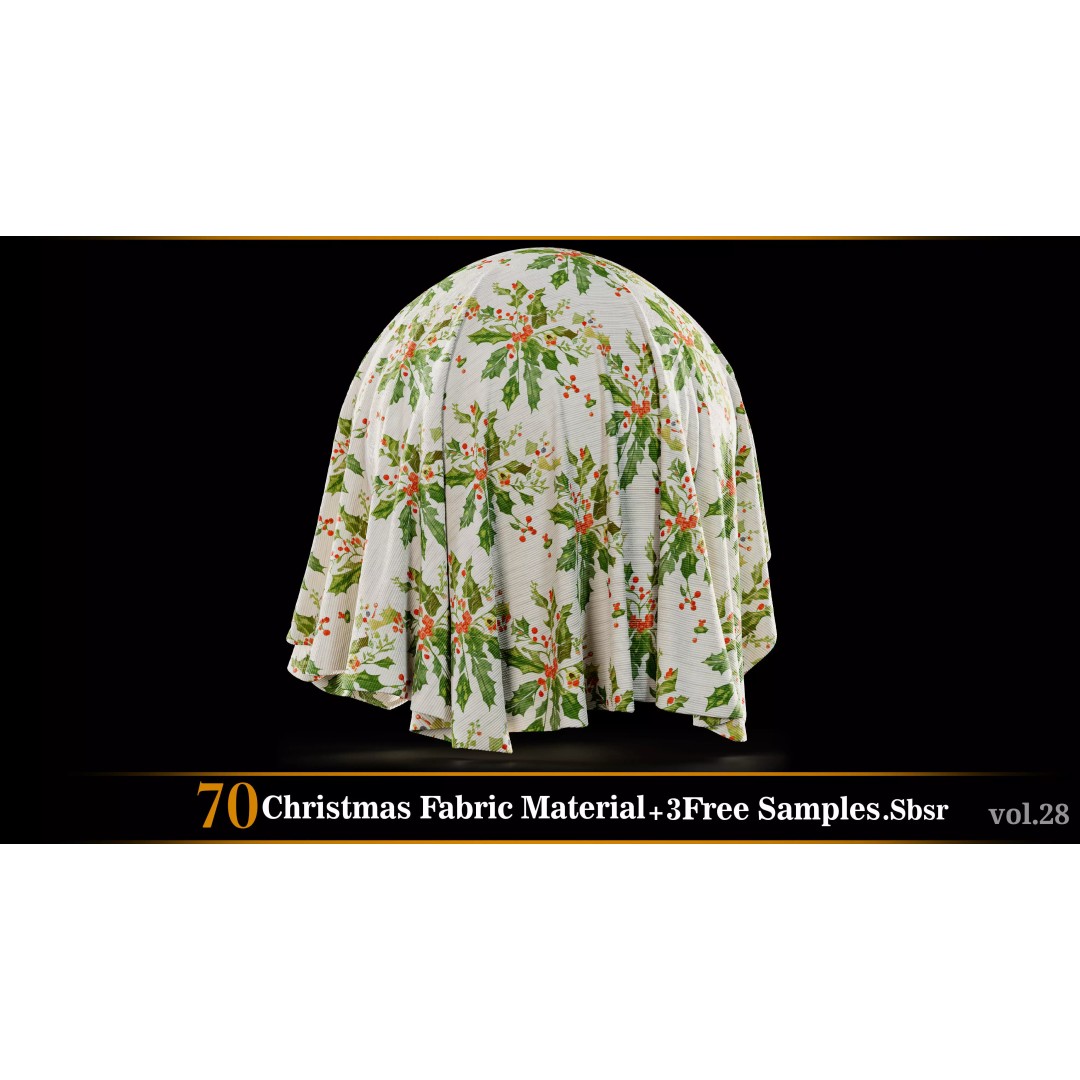 Christmas Fabric Material 3D Model – 70 Textures, SBSAR Files - View 13
