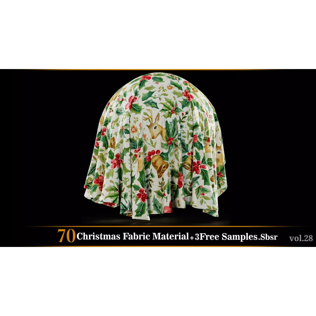 Christmas Fabric Material 3D Model – 70 Textures, SBSAR Files - View 14