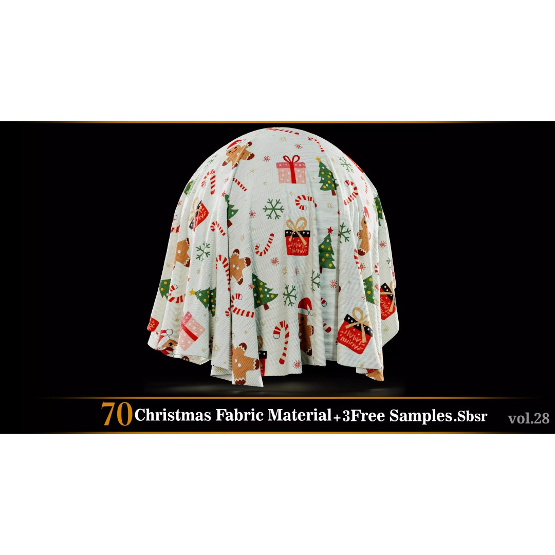 Christmas Fabric Material 3D Model – 70 Textures, SBSAR Files - View 15