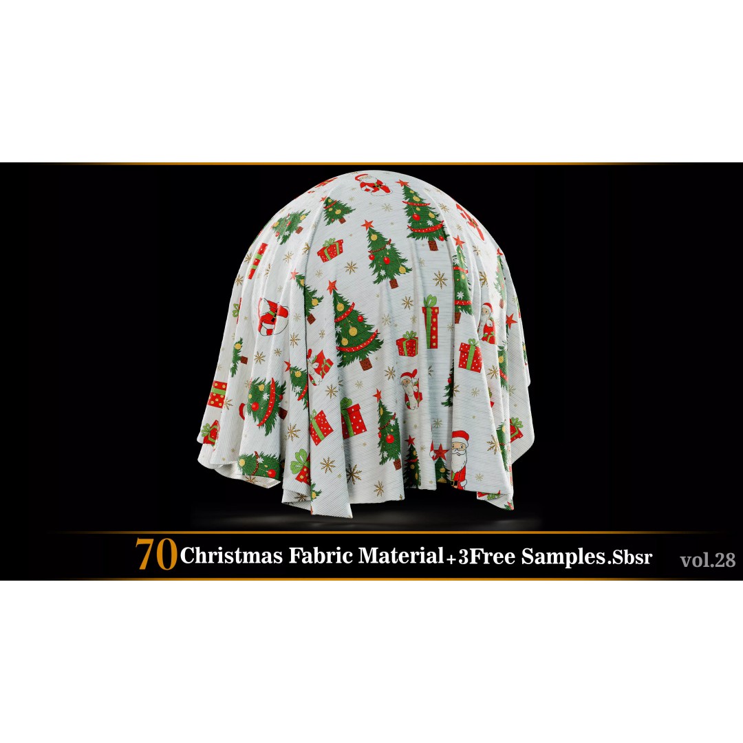 Christmas Fabric Material 3D Model – 70 Textures, SBSAR Files - View 16