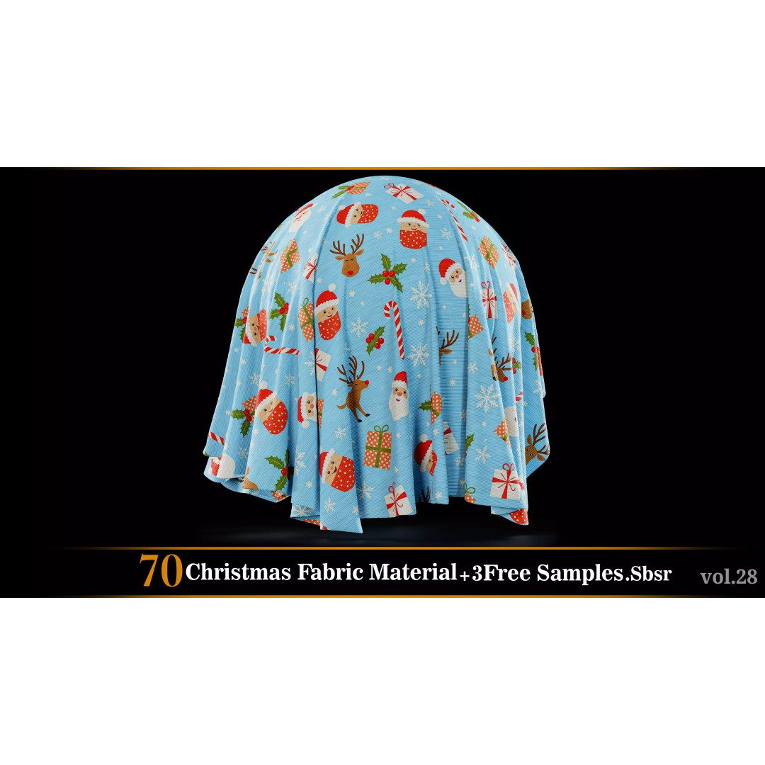Christmas Fabric Material 3D Model – 70 Textures, SBSAR Files - View 17