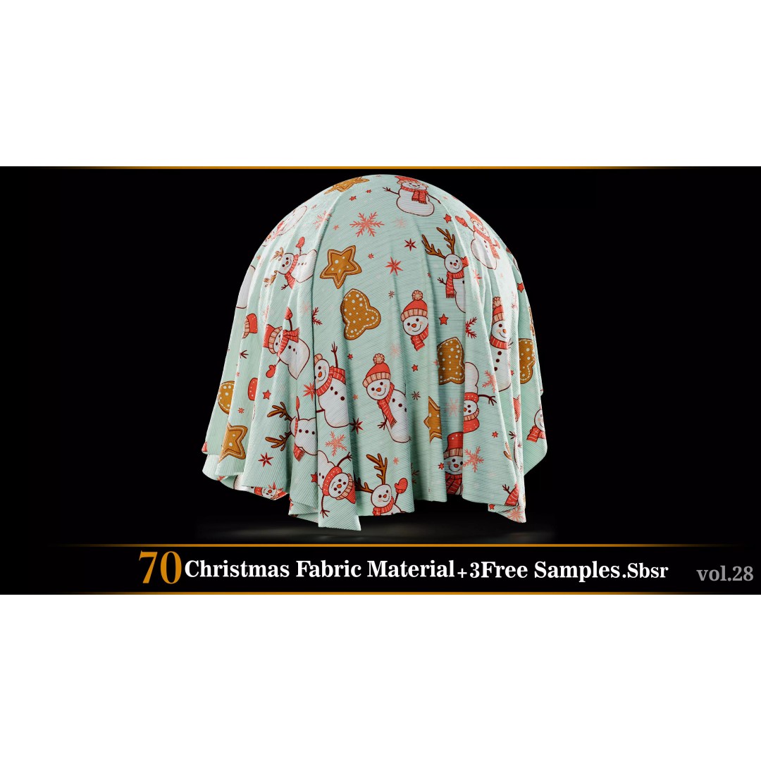 Christmas Fabric Material 3D Model – 70 Textures, SBSAR Files - View 18