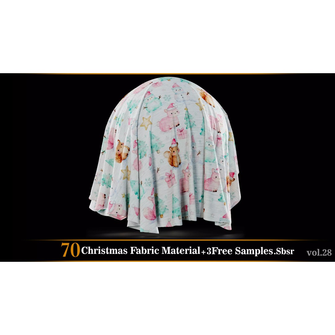 Christmas Fabric Material 3D Model – 70 Textures, SBSAR Files - View 19