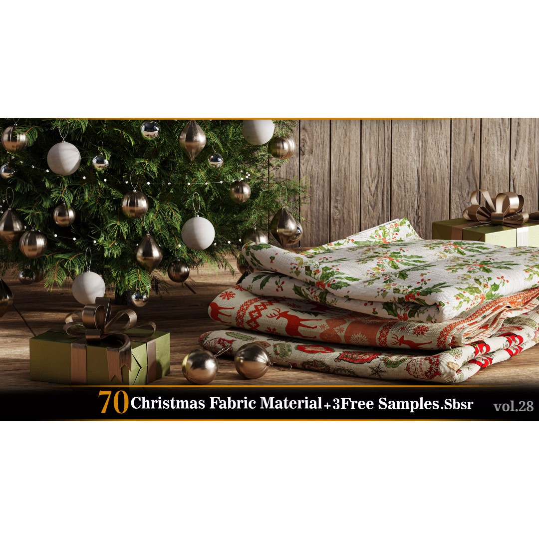 Christmas Fabric Material 3D Model – 70 Textures, SBSAR Files - View 2