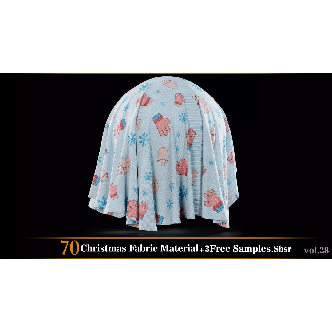 Christmas Fabric Material 3D Model – 70 Textures, SBSAR Files - View 20