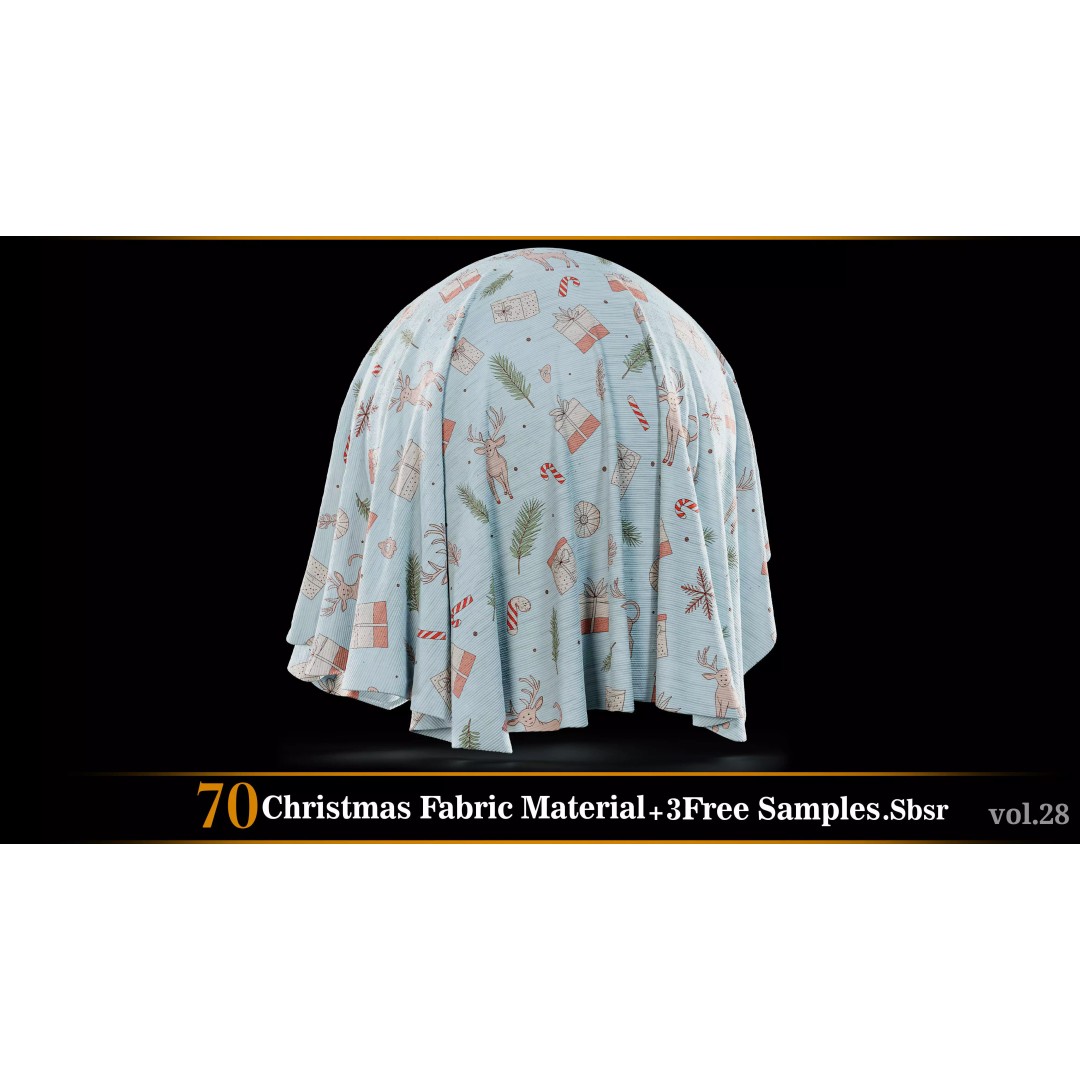 Christmas Fabric Material 3D Model – 70 Textures, SBSAR Files - View 22
