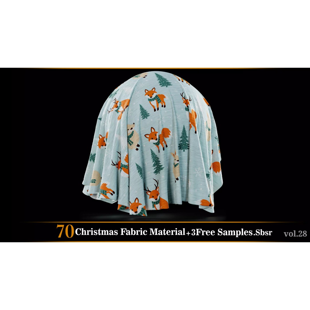 Christmas Fabric Material 3D Model – 70 Textures, SBSAR Files - View 23