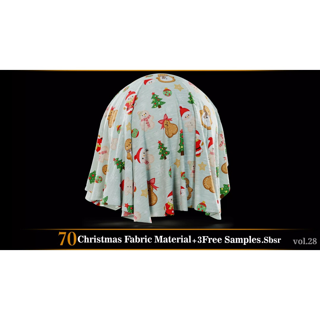 Christmas Fabric Material 3D Model – 70 Textures, SBSAR Files - View 24