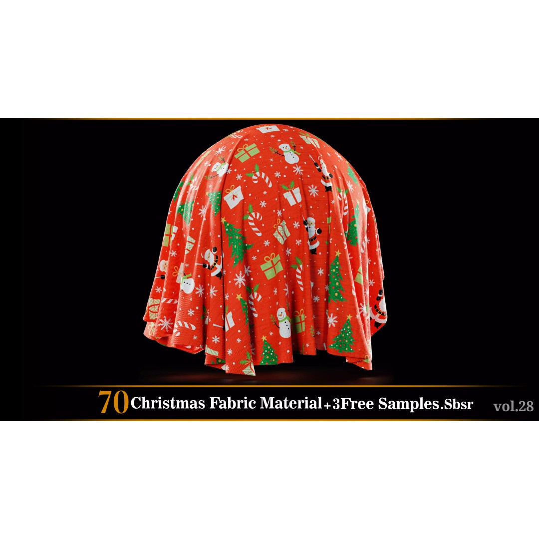 Christmas Fabric Material 3D Model – 70 Textures, SBSAR Files - View 26