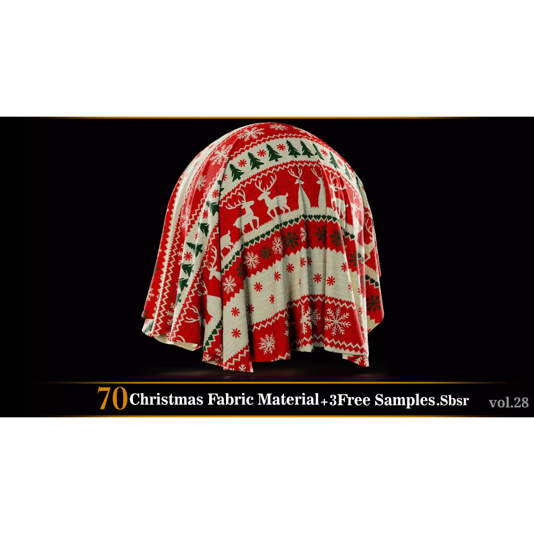 Christmas Fabric Material 3D Model – 70 Textures, SBSAR Files - View 27