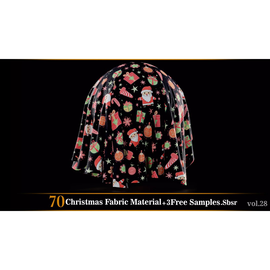 Christmas Fabric Material 3D Model – 70 Textures, SBSAR Files - View 29