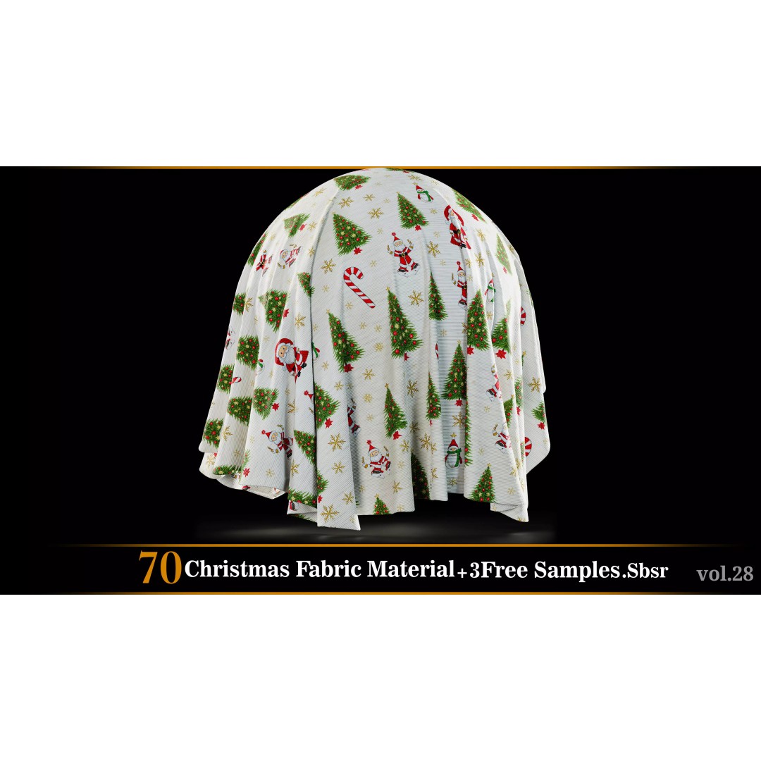 Christmas Fabric Material 3D Model – 70 Textures, SBSAR Files - View 3