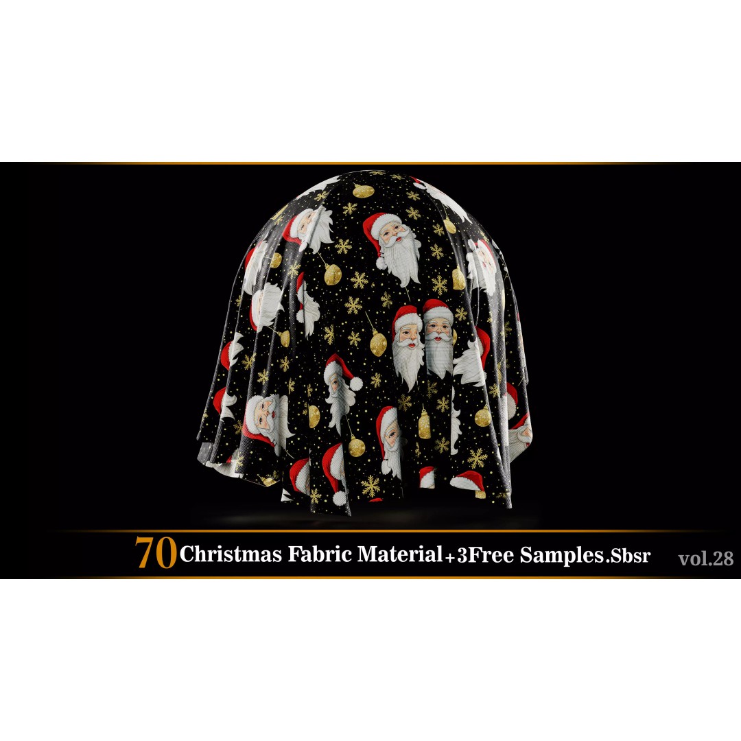 Christmas Fabric Material 3D Model – 70 Textures, SBSAR Files - View 30