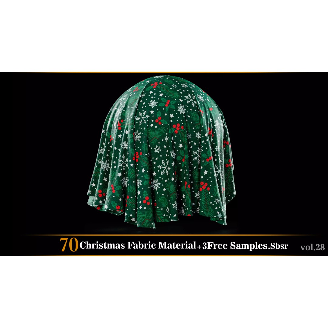 Christmas Fabric Material 3D Model – 70 Textures, SBSAR Files - View 31