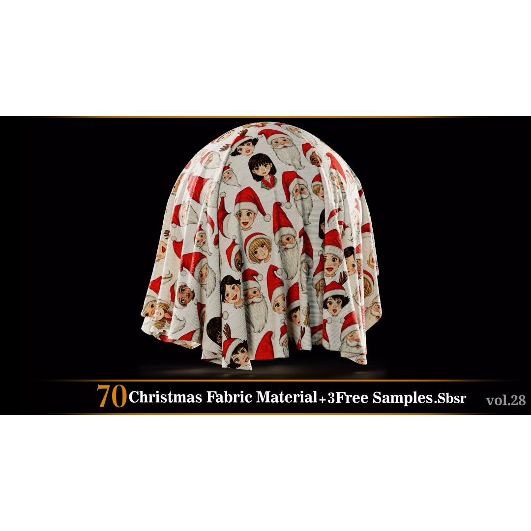 Christmas Fabric Material 3D Model – 70 Textures, SBSAR Files - View 32