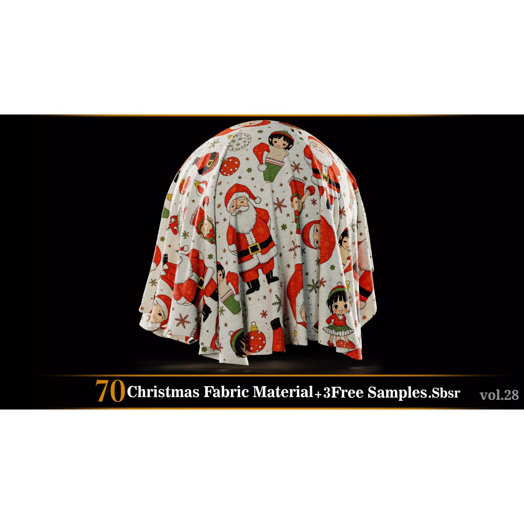 Christmas Fabric Material 3D Model – 70 Textures, SBSAR Files - View 33