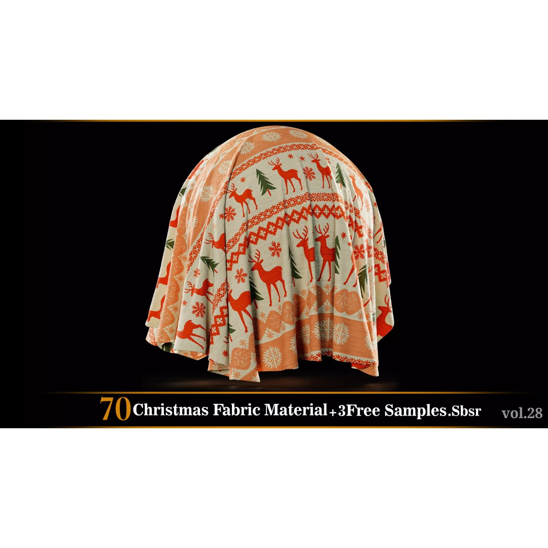 Christmas Fabric Material 3D Model – 70 Textures, SBSAR Files - View 34