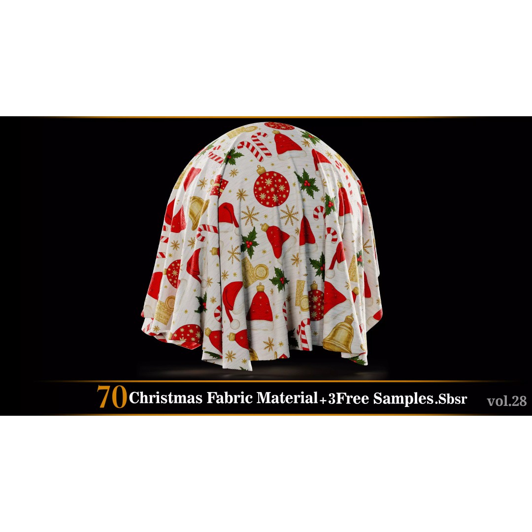 Christmas Fabric Material 3D Model – 70 Textures, SBSAR Files - View 35