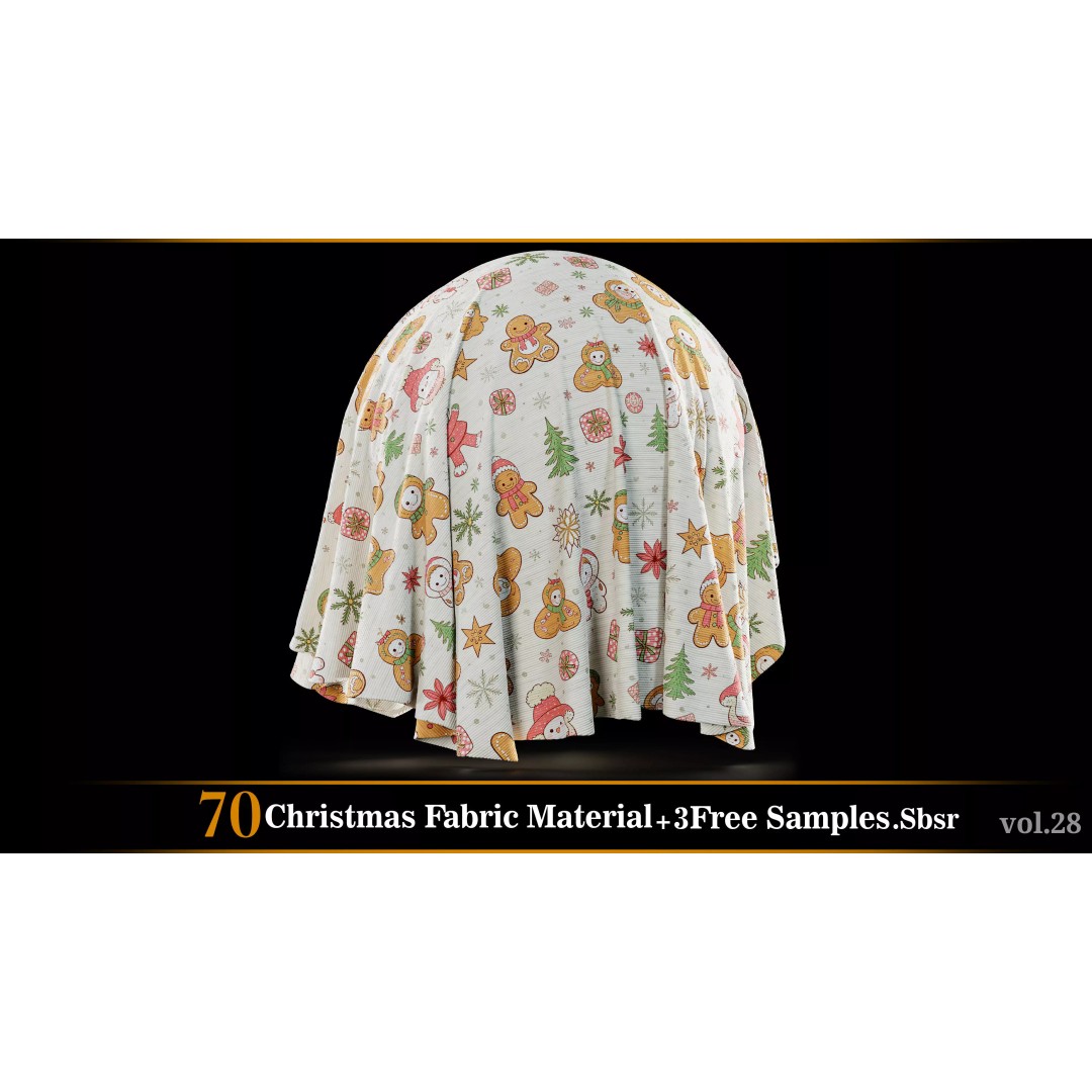 Christmas Fabric Material 3D Model – 70 Textures, SBSAR Files - View 36