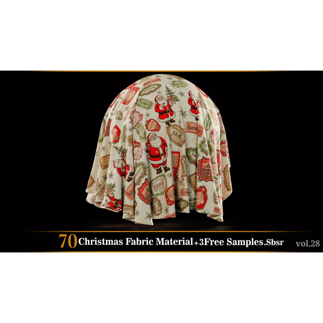 Christmas Fabric Material 3D Model – 70 Textures, SBSAR Files - View 37