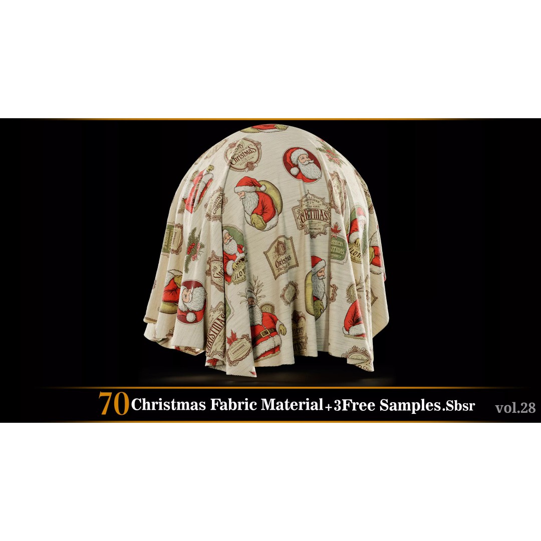 Christmas Fabric Material 3D Model – 70 Textures, SBSAR Files - View 38