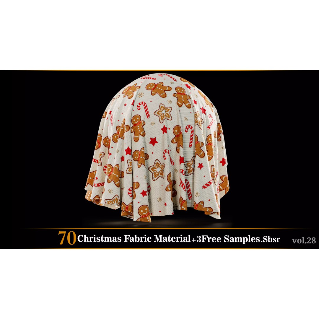 Christmas Fabric Material 3D Model – 70 Textures, SBSAR Files - View 39