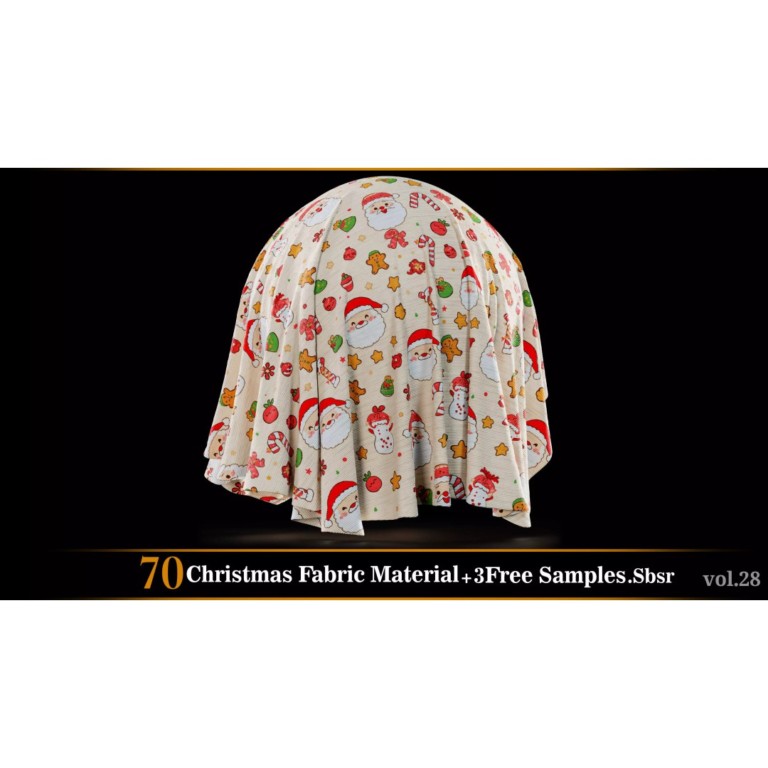 Christmas Fabric Material 3D Model – 70 Textures, SBSAR Files - View 40