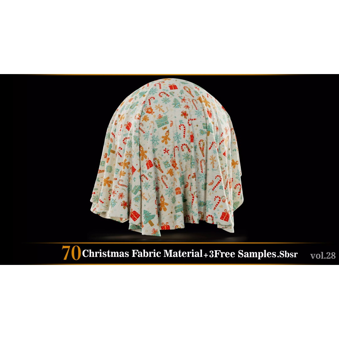 Christmas Fabric Material 3D Model – 70 Textures, SBSAR Files - View 41