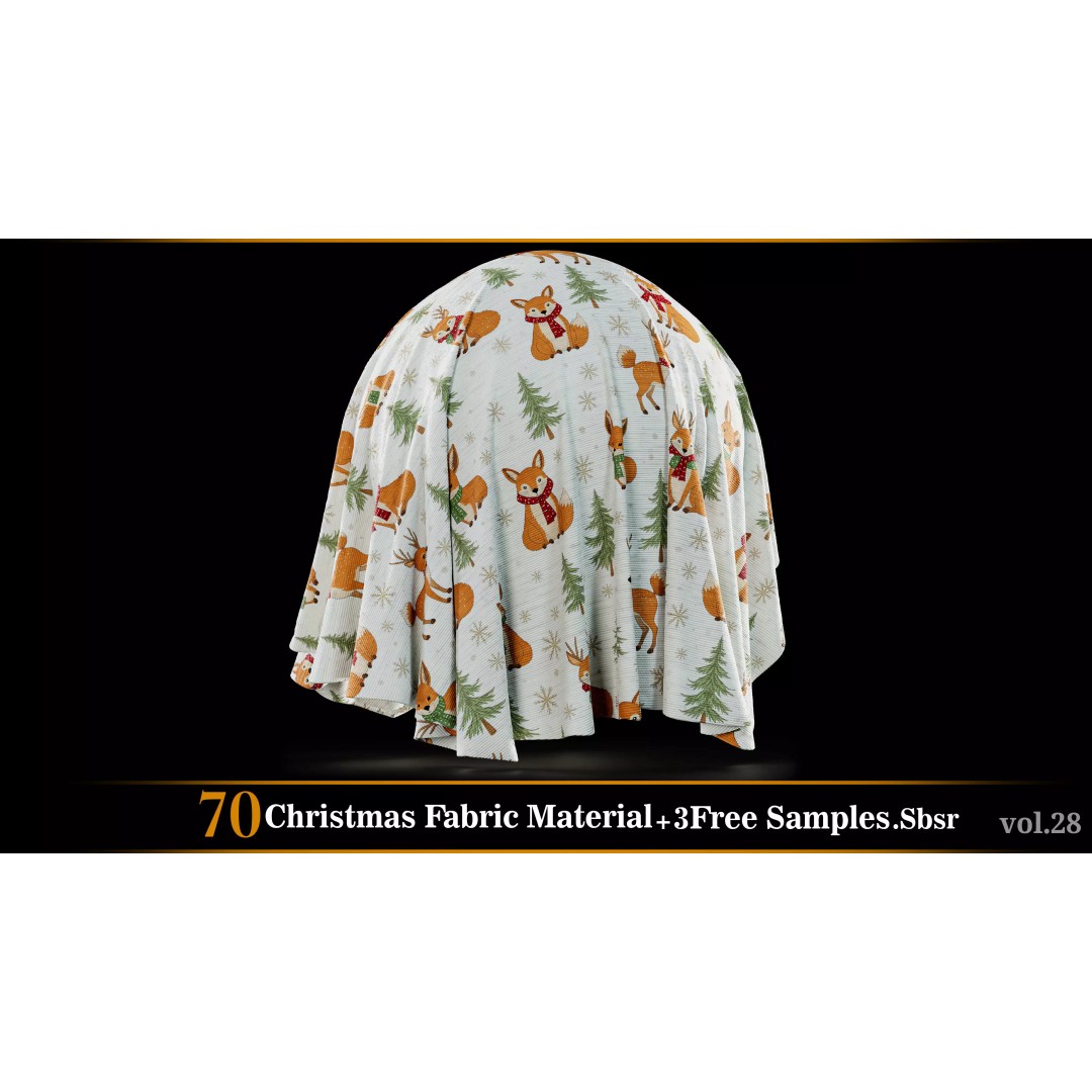 Christmas Fabric Material 3D Model – 70 Textures, SBSAR Files - View 42