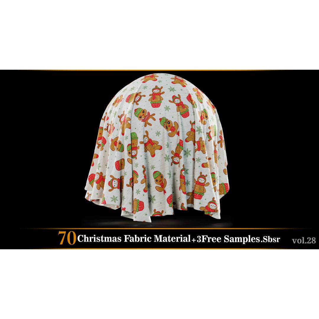 Christmas Fabric Material 3D Model – 70 Textures, SBSAR Files - View 43