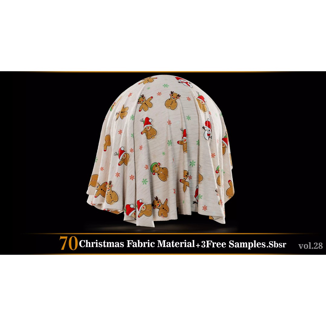 Christmas Fabric Material 3D Model – 70 Textures, SBSAR Files - View 44